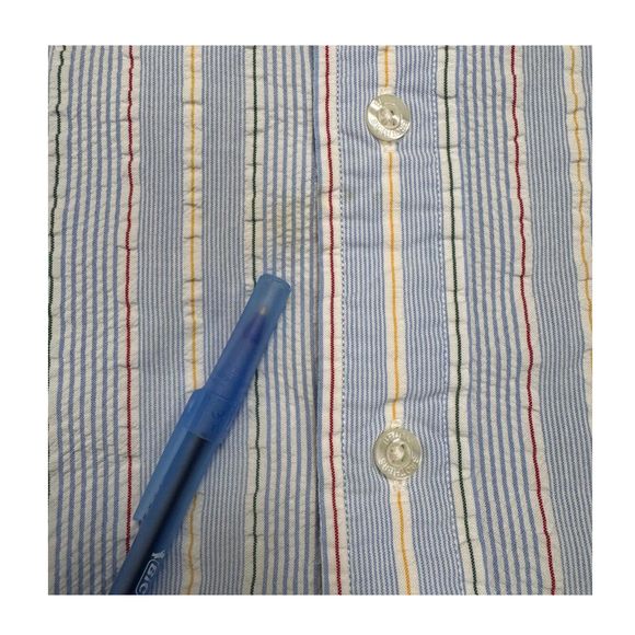 Brooks Brothers Shirt Mens Button-Down Seersucker Striped Textured XL Preppy - Picture 7 of 8
